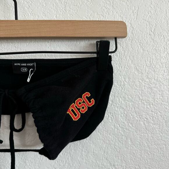 Hype And Vice USC Slam Dunk Top Crisscross Lace-Up Halter Tie Neck Bra Black XS - Picture 9 of 12